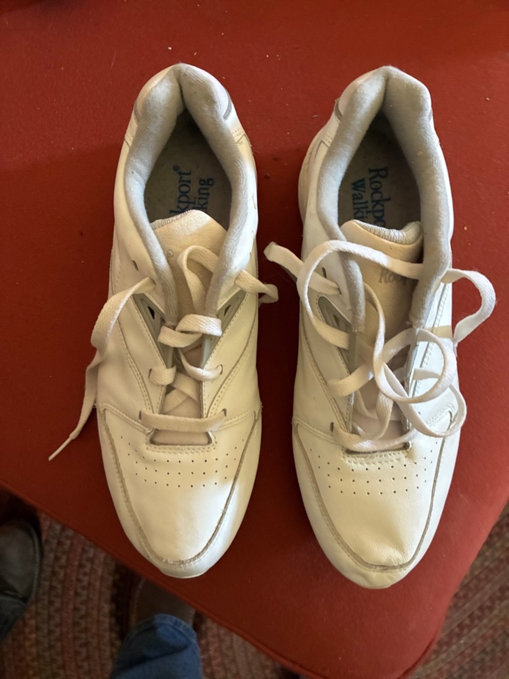 Rockport White Leather Lace-Up Sneakers